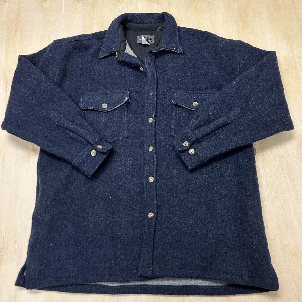 Vintage Outdoor Exchange Jacket Mens Large Blue Wool Lined Button Front Workwear